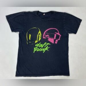 VINTAGE Daft Punk Graphic T-shirt Women Small Black Music Y2K Electronic Helmet
